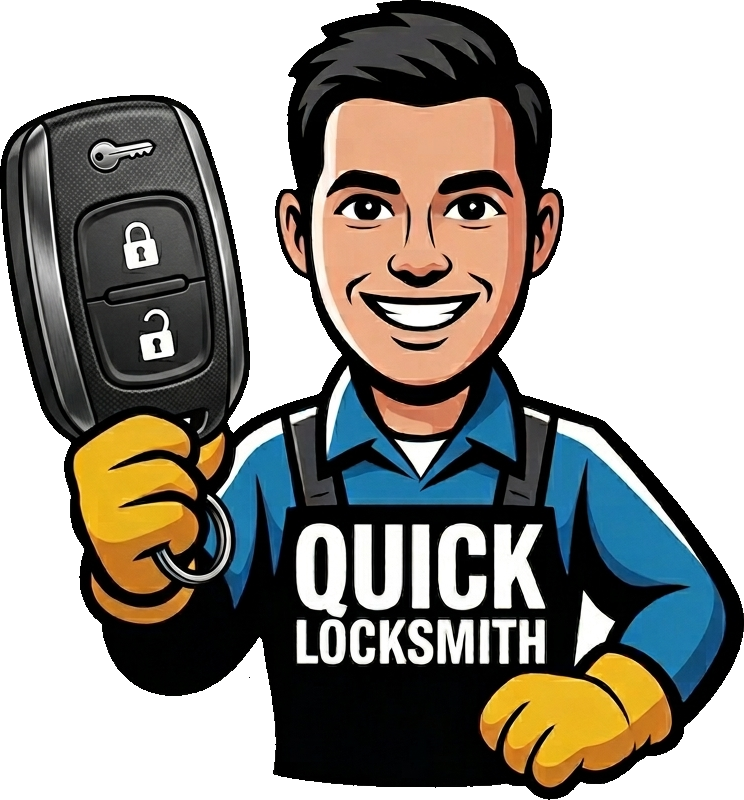Pensacola Quick Locksmith friendly mascot holding a car key fob